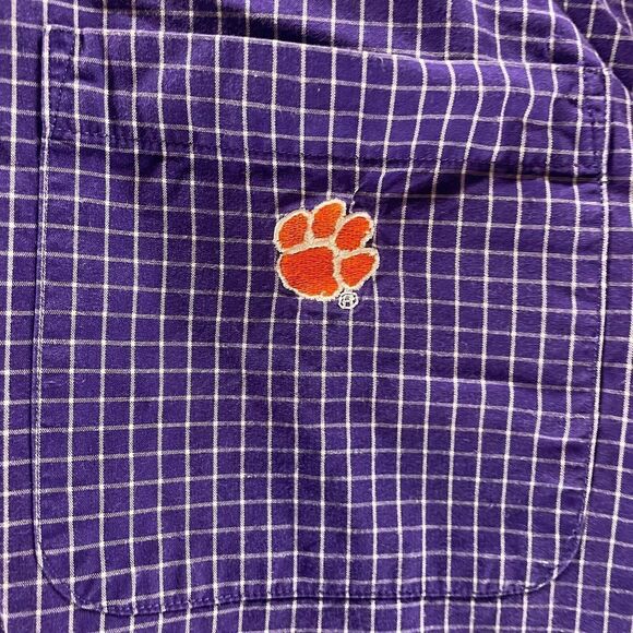 Clemson Tigers Shirt Adult Large Purple Check Crable Sportswear Button Up Mens - Picture 6 of 13
